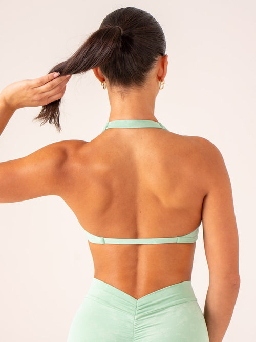 NKD Stonewash Halter Sports Bra Mint Stonewash