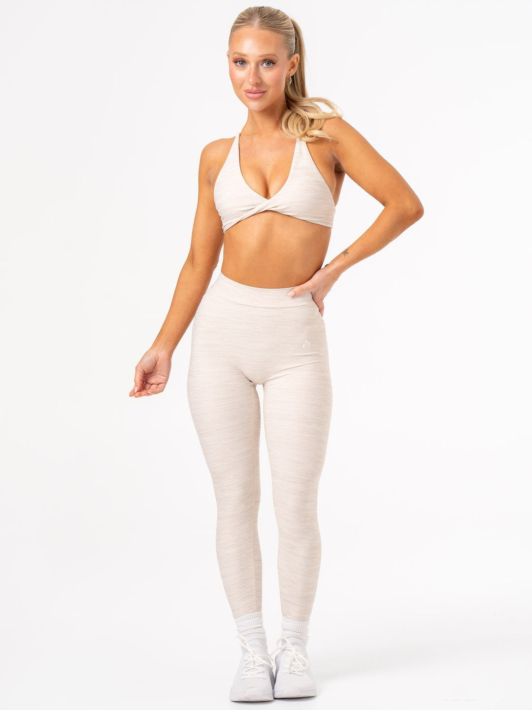 NKD Twist Sports Bra - Oat Marl Clothing Ryderwear