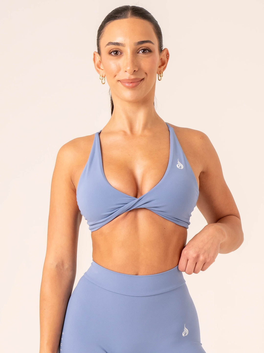 NKD Twist Sports Bra - Stonewash Blue Clothing Ryderwear