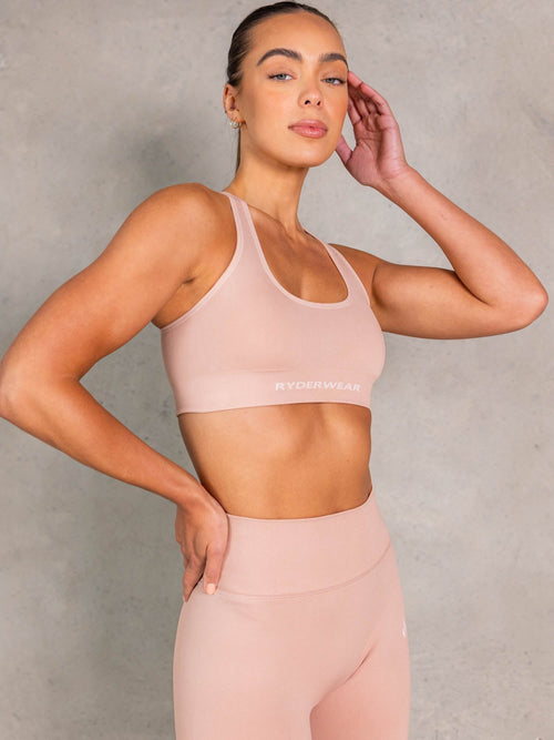 NRG Seamless Scoop Neck Sports Bra Biscotti
