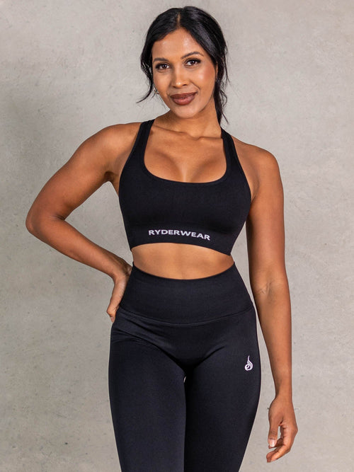 NRG Seamless Scoop Neck Sports Bra Black