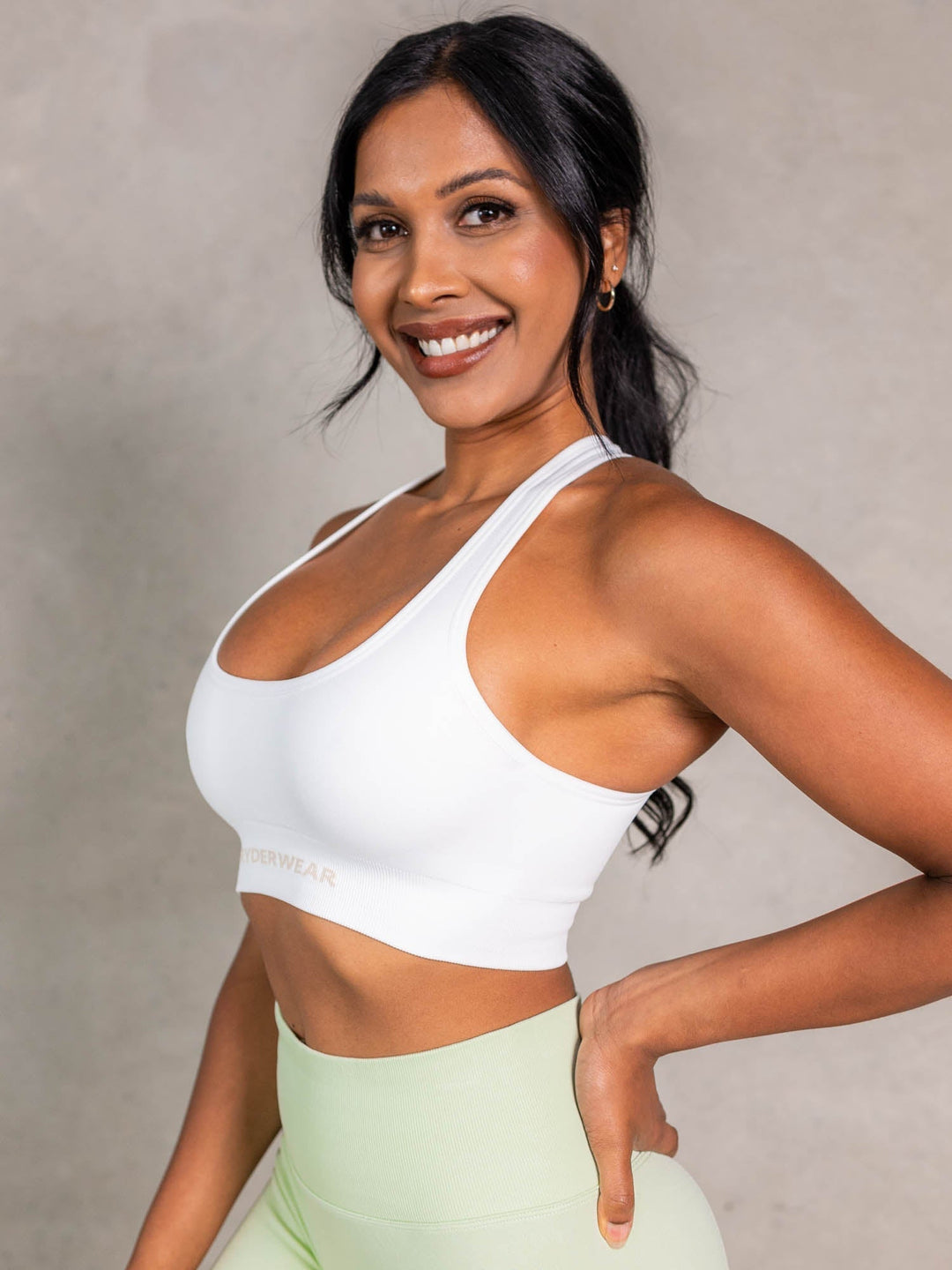 NRG Seamless Scoop Neck Sports Bra - White Clothing Ryderwear