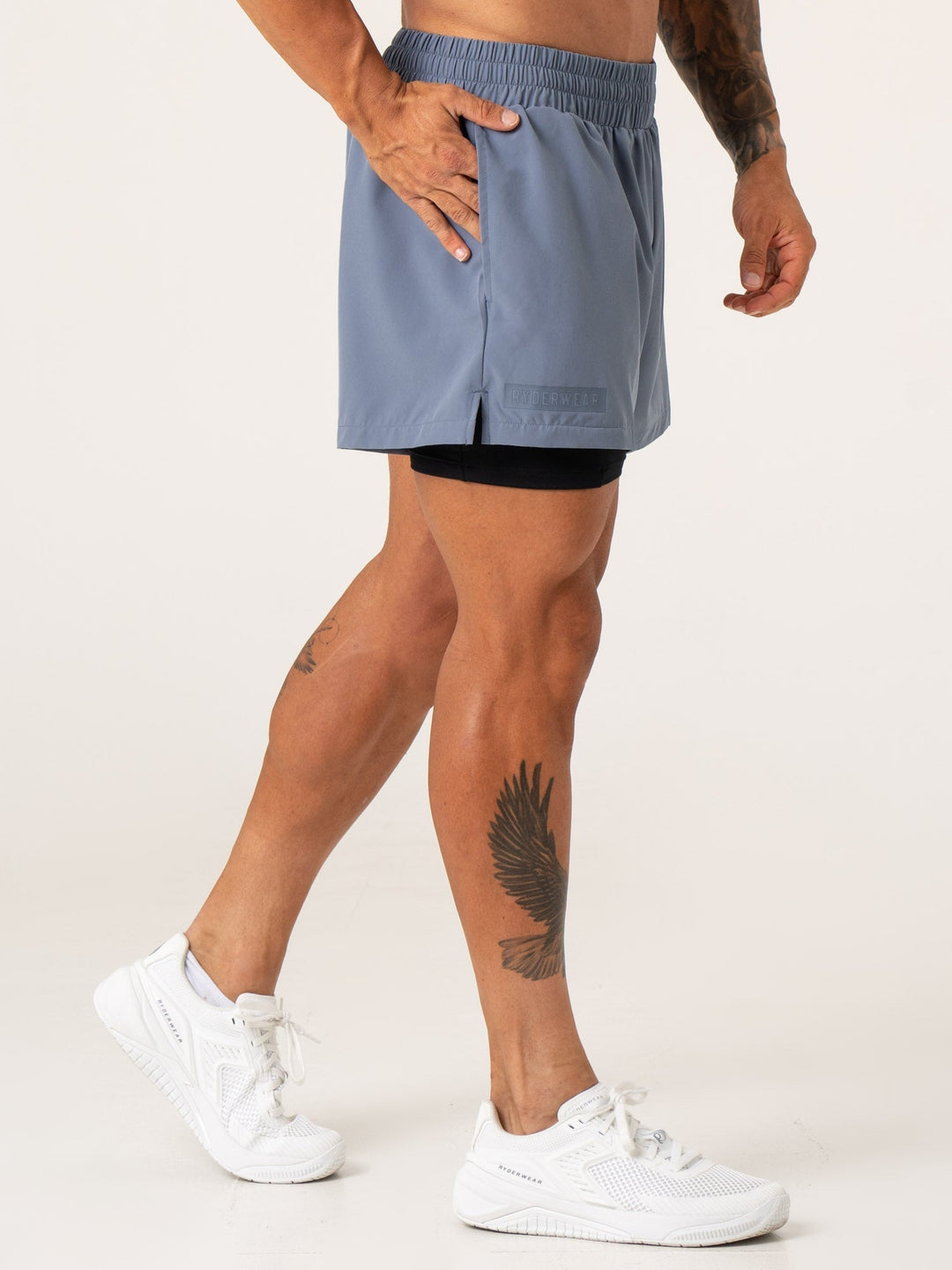Pursuit 2 In 1 Training Shorts - Denim Blue Clothing Ryderwear