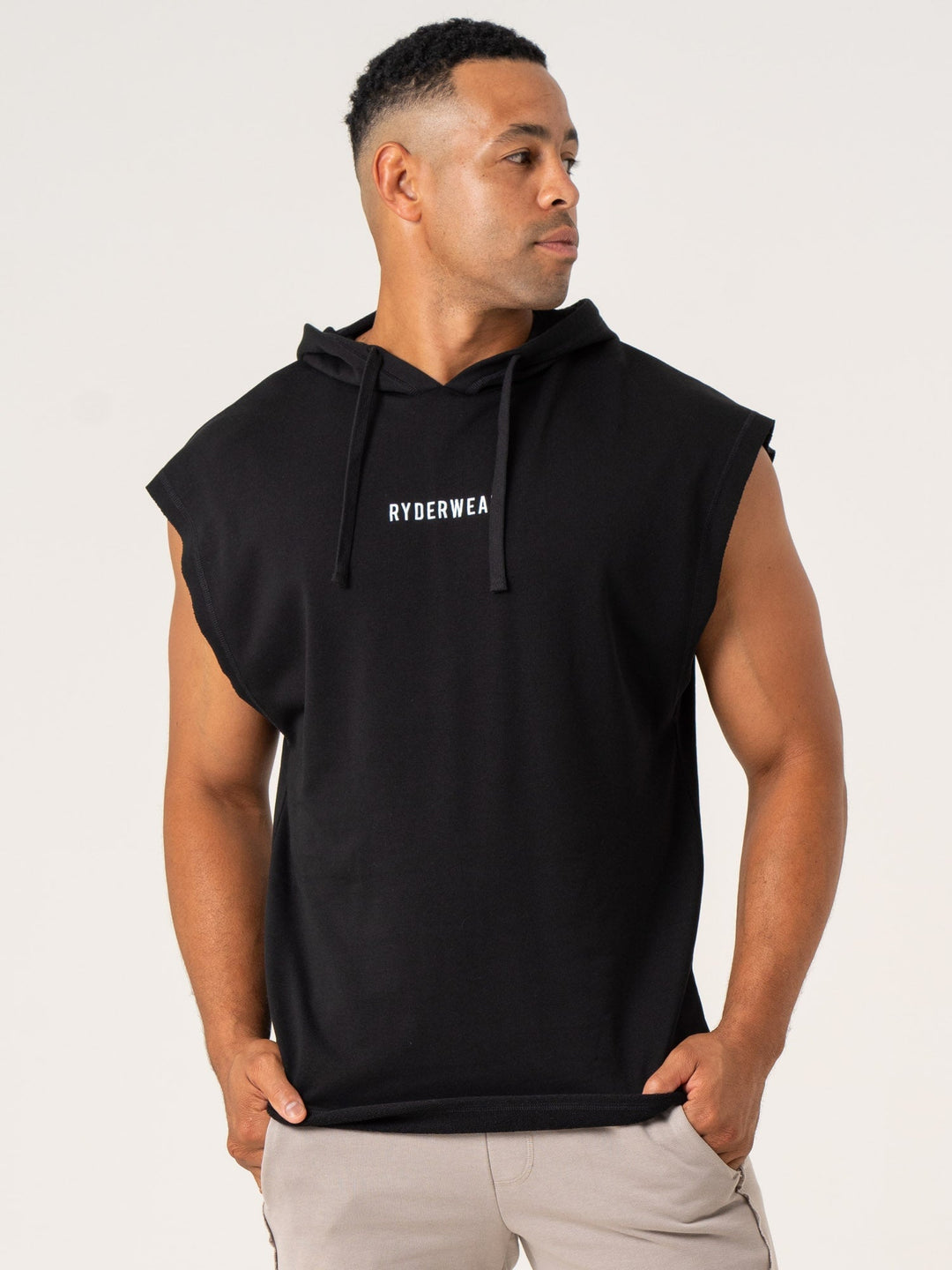 Pursuit Fleece Sleeveless Hoodie - Black Clothing Ryderwear