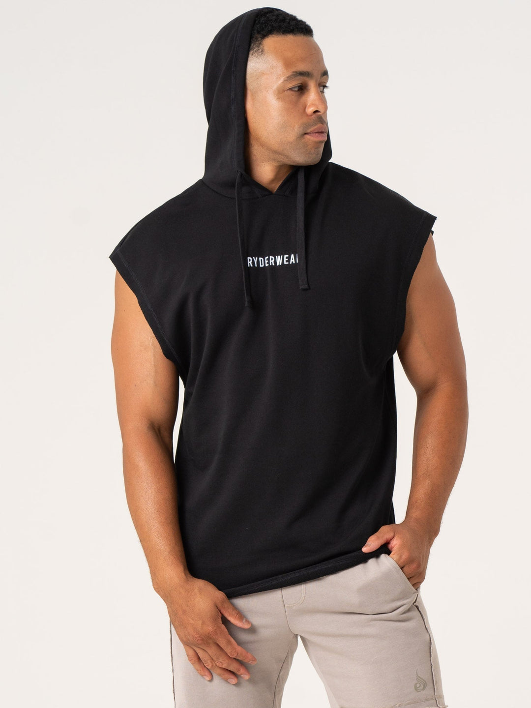 Pursuit Fleece Sleeveless Hoodie - Black Clothing Ryderwear