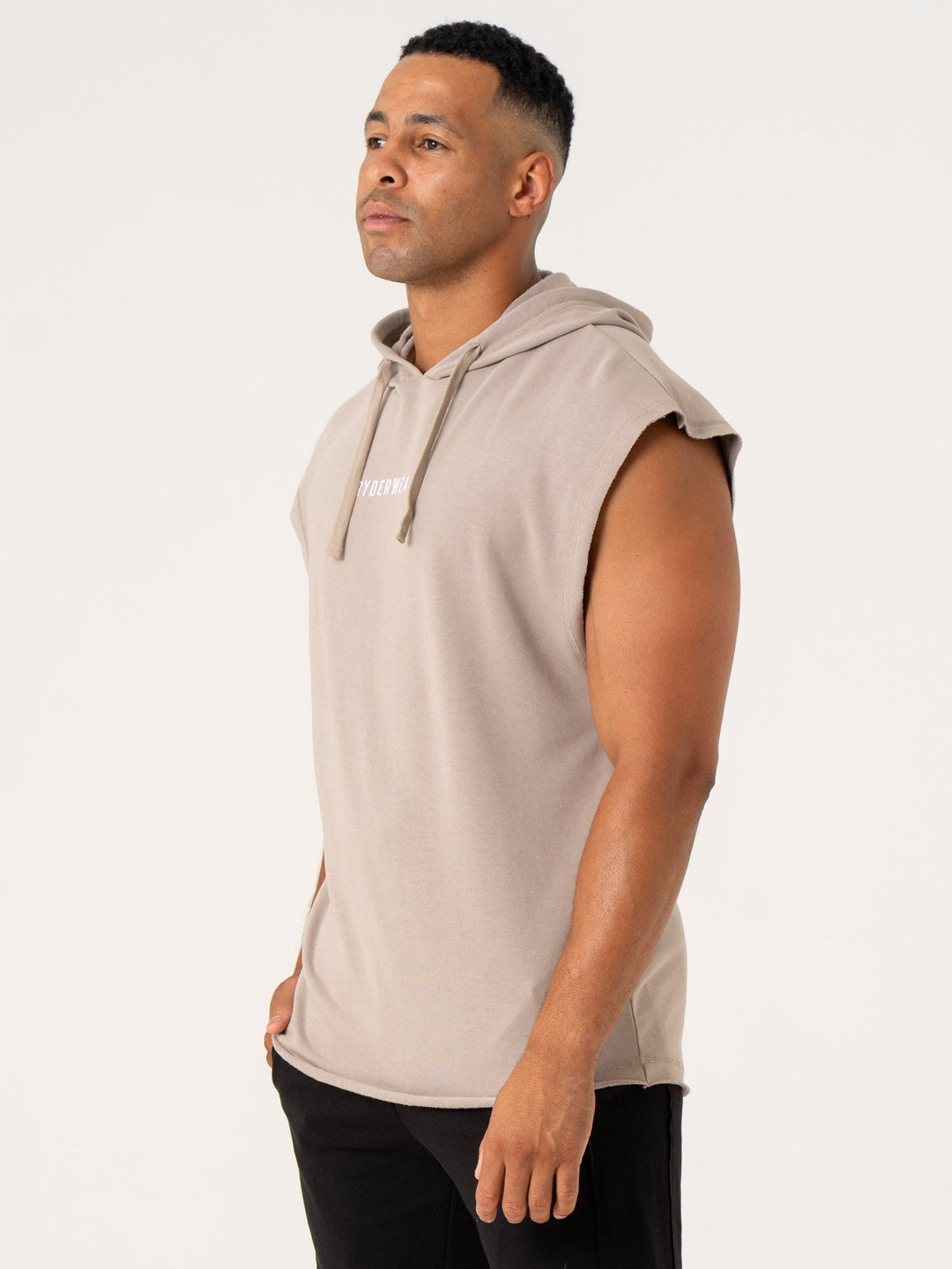 Pursuit Fleece Sleeveless Hoodie - Taupe Clothing Ryderwear