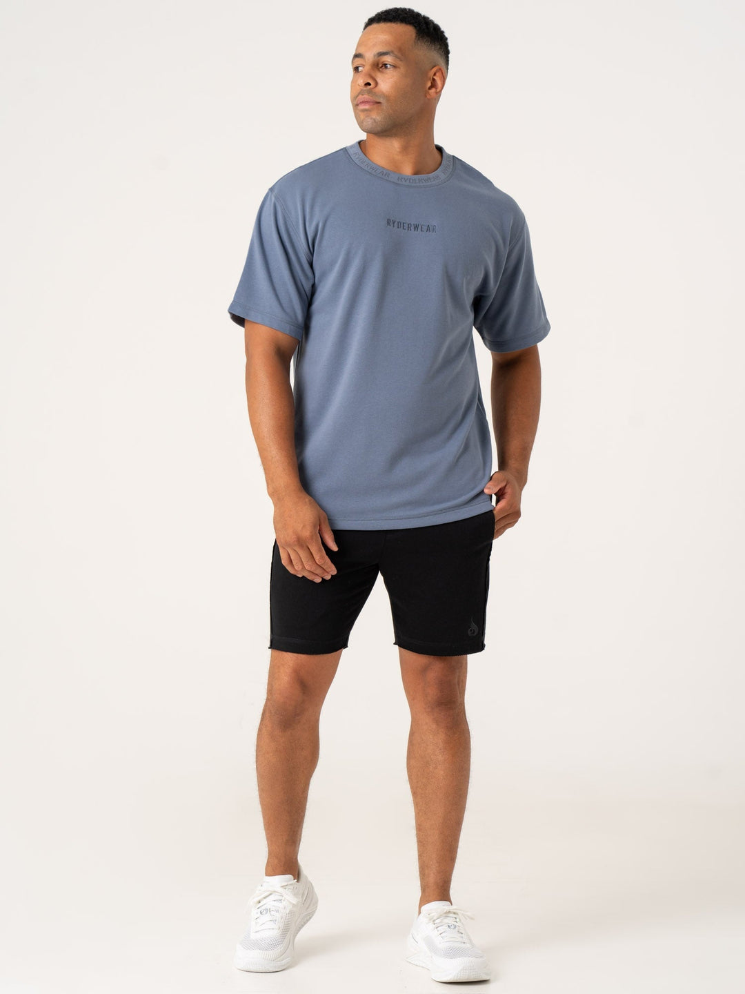Pursuit Fleece T-Shirt - Denim Blue Clothing Ryderwear