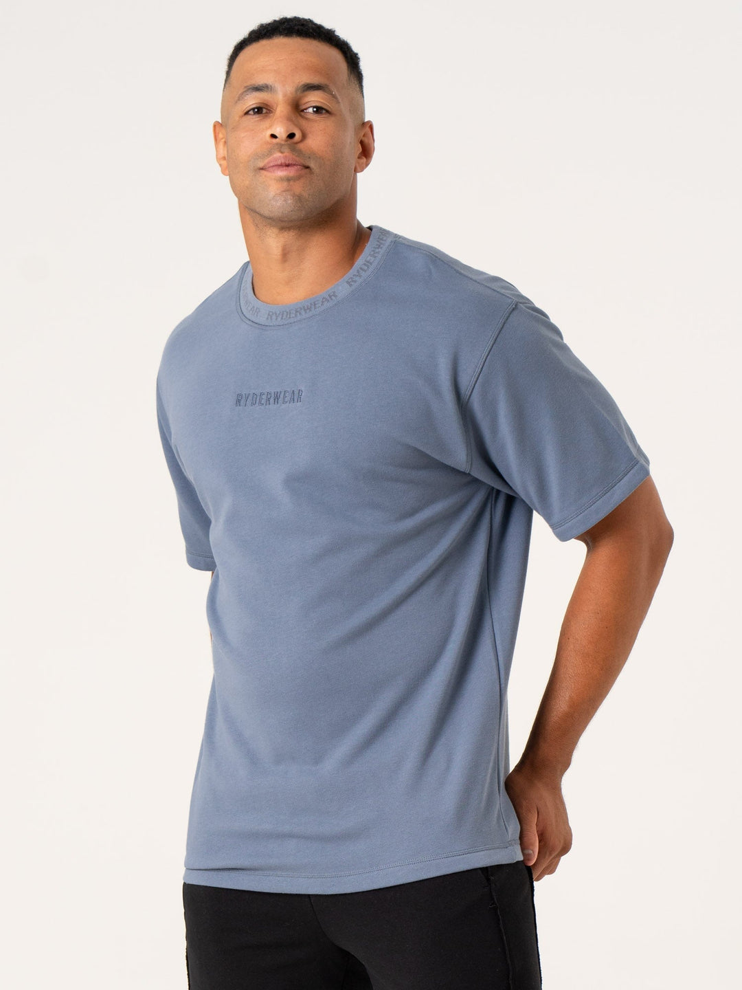 Pursuit Fleece T-Shirt - Denim Blue Clothing Ryderwear