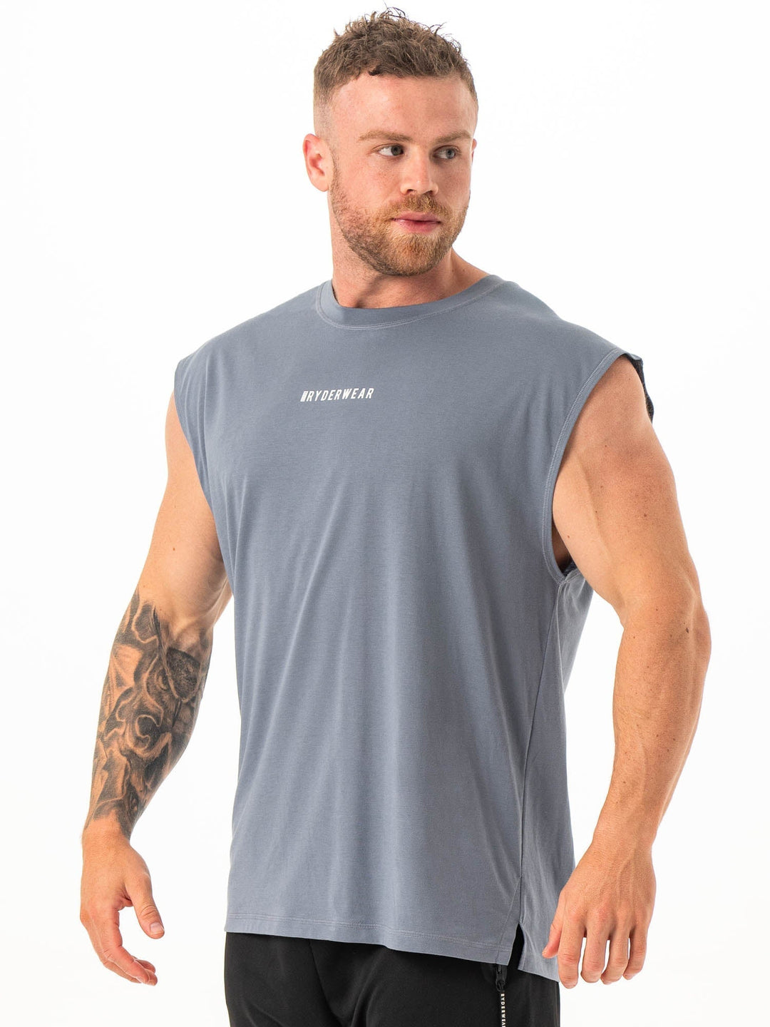 Pursuit Muscle Tank - Steel Blue Clothing Ryderwear