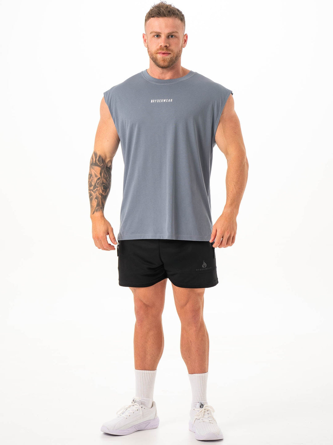 Pursuit Muscle Tank - Steel Blue Clothing Ryderwear