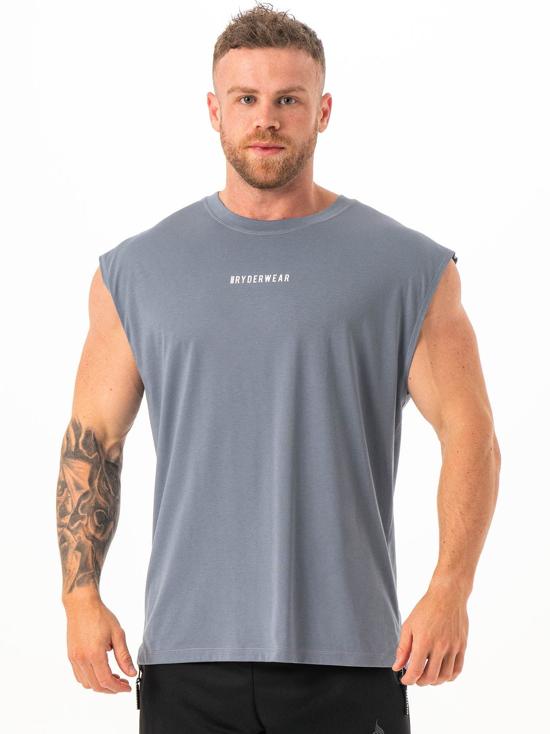 Pursuit Muscle Tank - Steel Blue Clothing Ryderwear