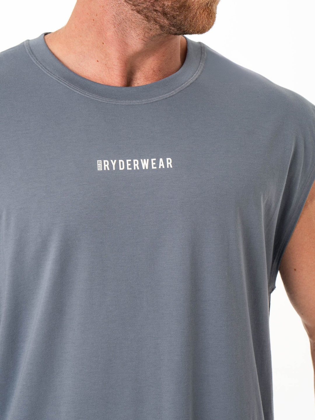 Pursuit Muscle Tank - Steel Blue Clothing Ryderwear