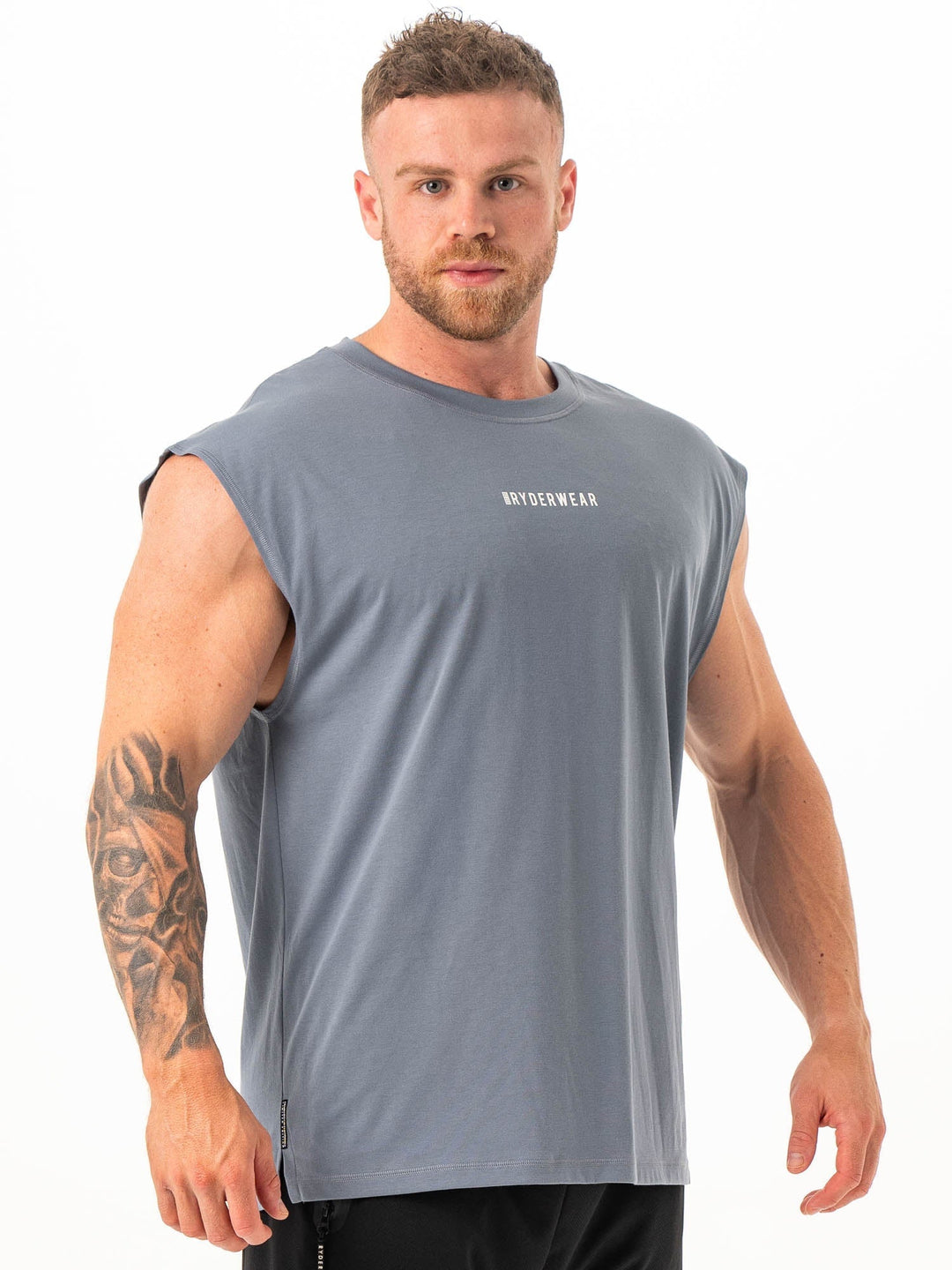Pursuit Muscle Tank - Steel Blue Clothing Ryderwear