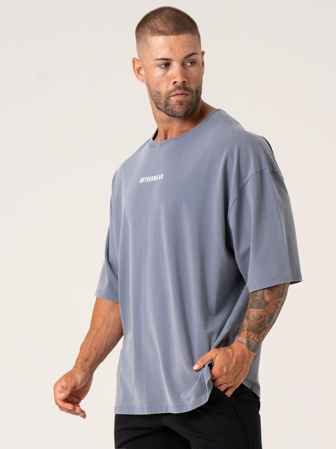 Pursuit Oversized T-Shirt - Denim Blue Stonewash Clothing Ryderwear