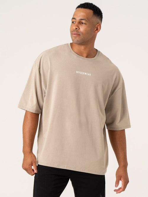 Pursuit Oversized T-Shirt Taupe Stonewash