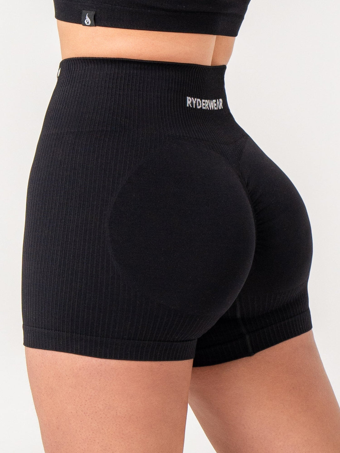 Rib Scrunch Seamless Shorts - Black Clothing Ryderwear