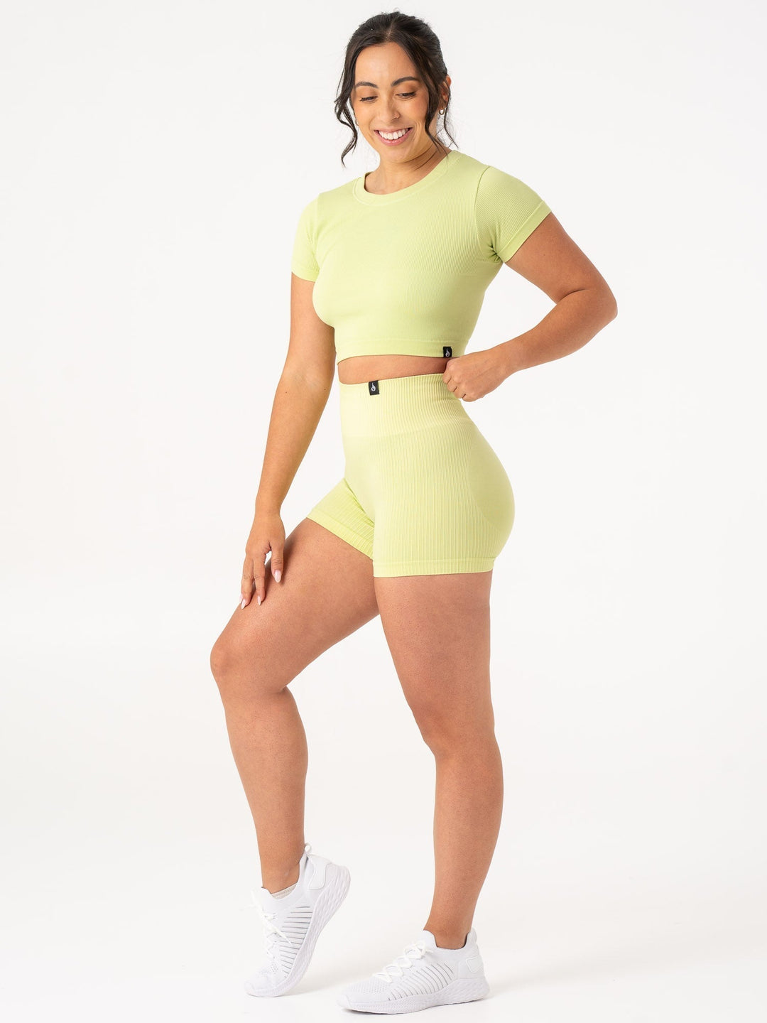 Rib Scrunch Seamless Shorts - Lime Clothing Ryderwear