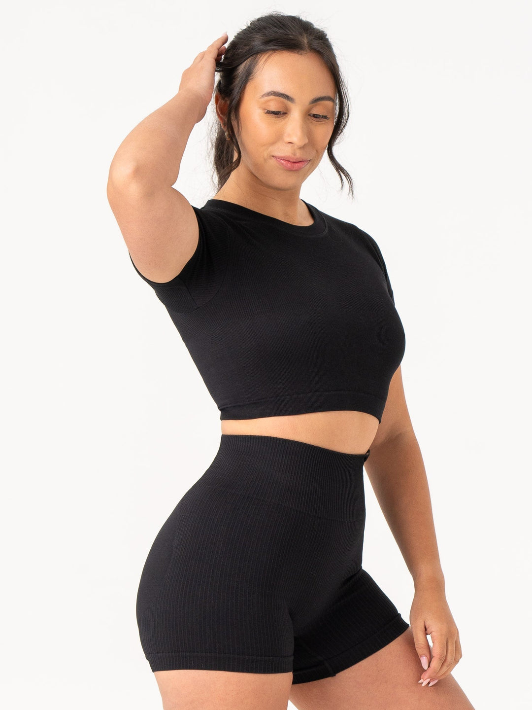 Rib Seamless T-Shirt - Black Clothing Ryderwear