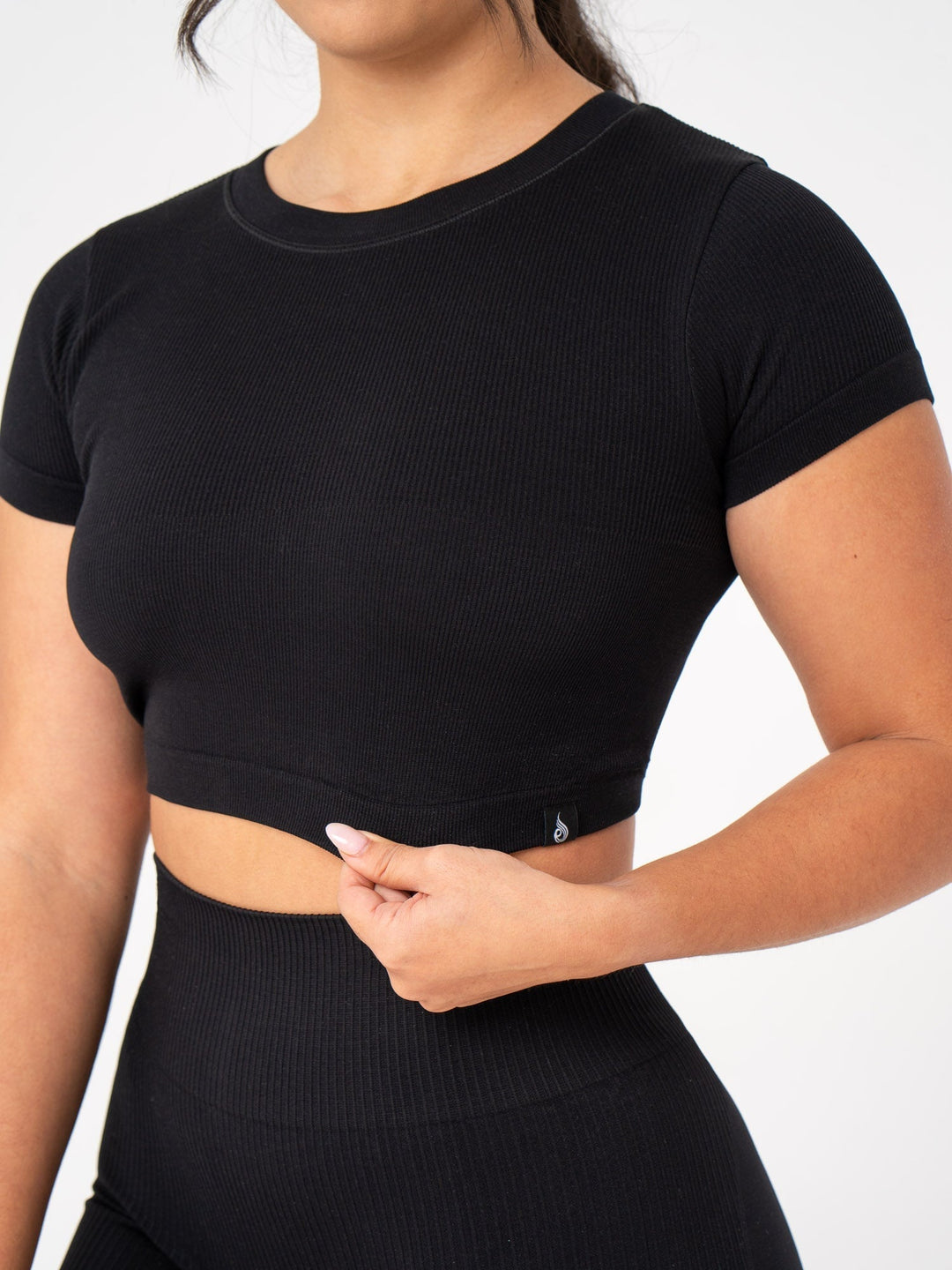 Rib Seamless T-Shirt - Black Clothing Ryderwear