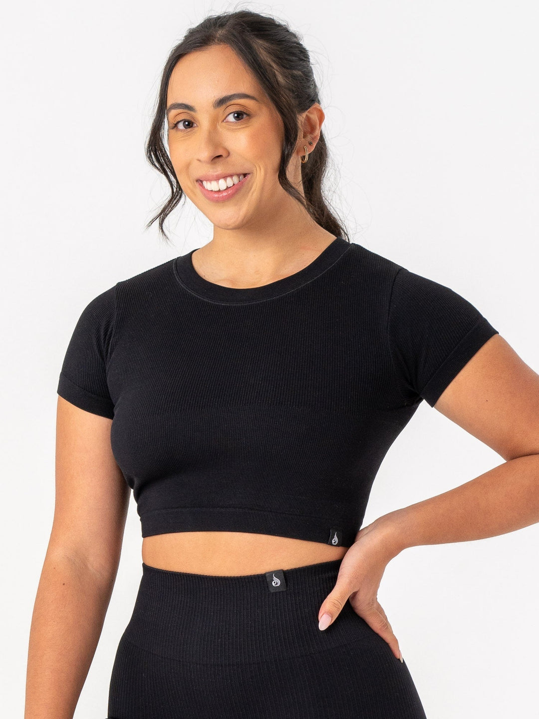 Rib Seamless T-Shirt - Black Clothing Ryderwear