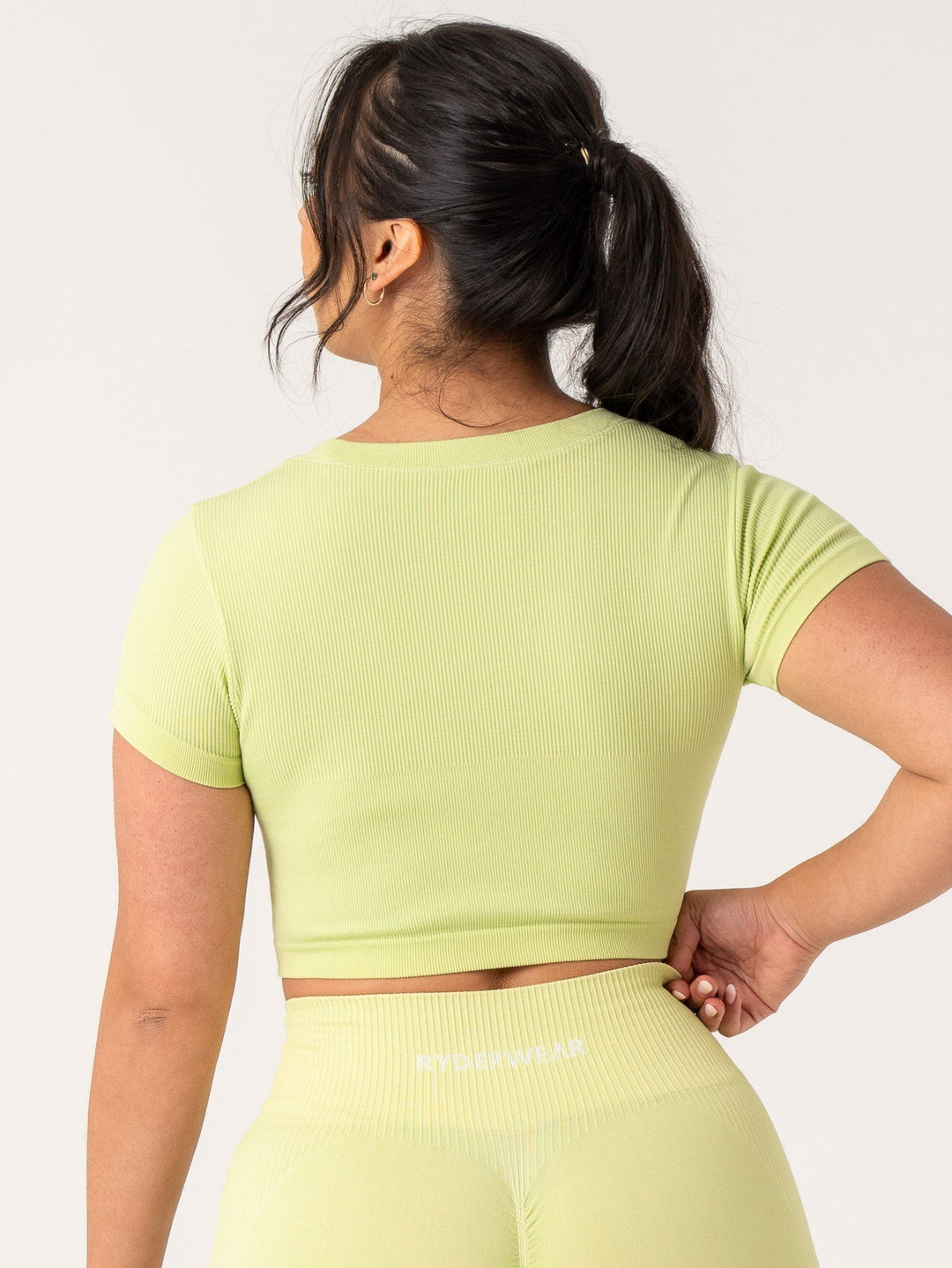 Rib Seamless T-Shirt - Lime Clothing Ryderwear