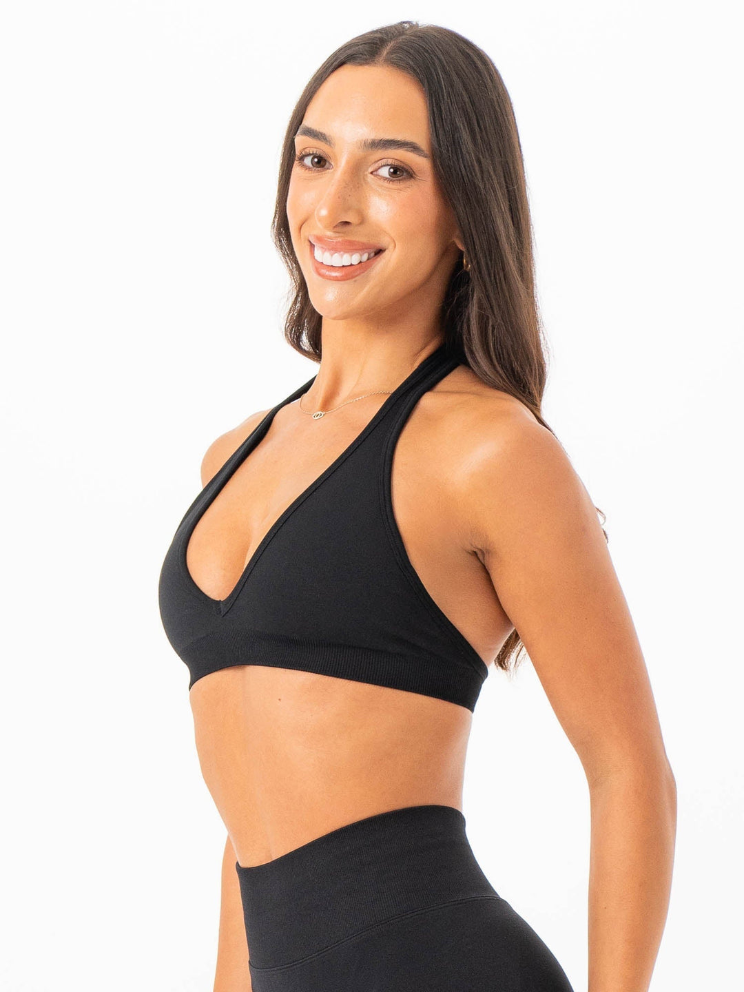 Sculpt Seamless Halter Bra - Black Clothing Ryderwear