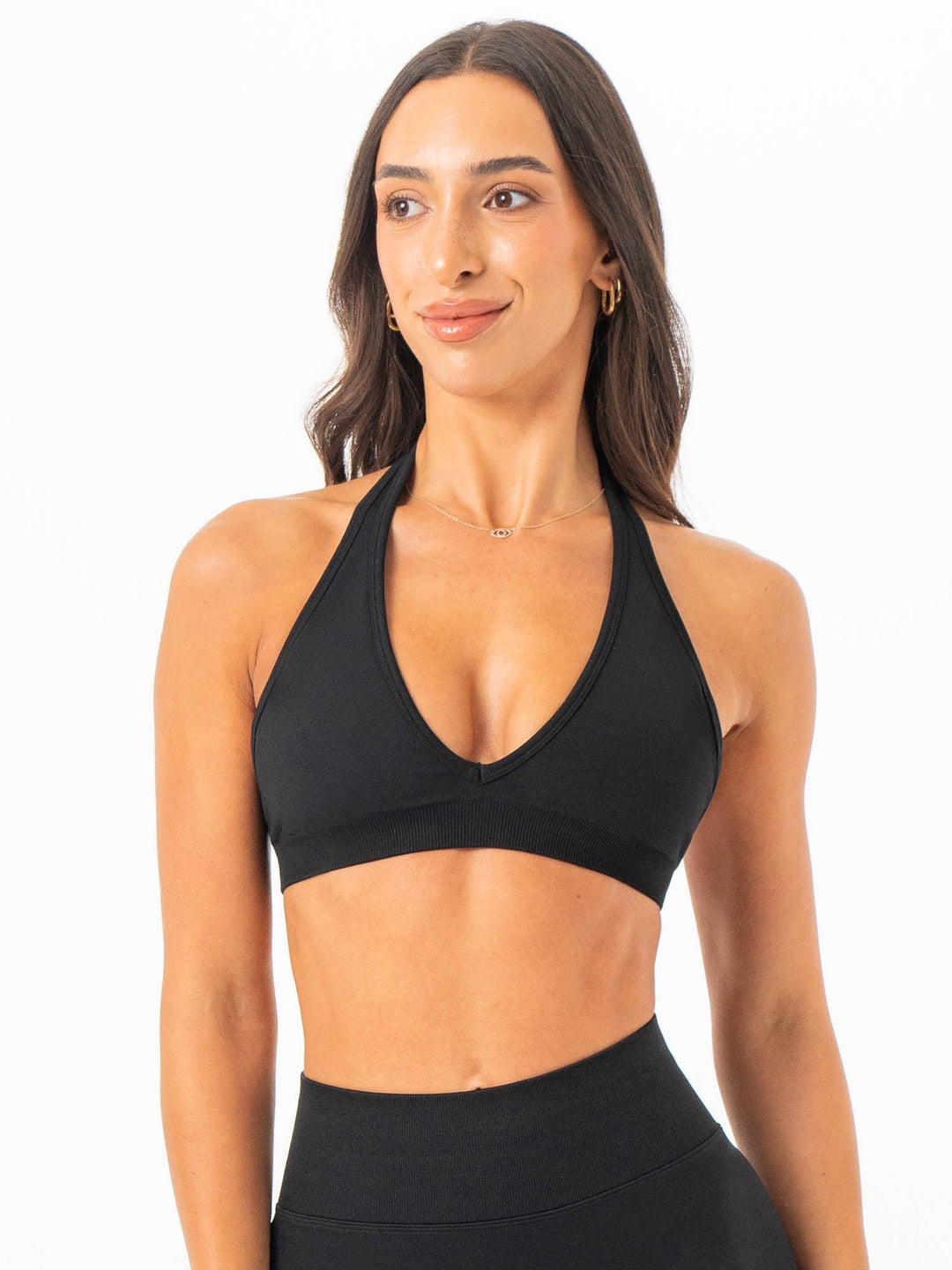 Sculpt Seamless Halter Bra - Black Clothing Ryderwear