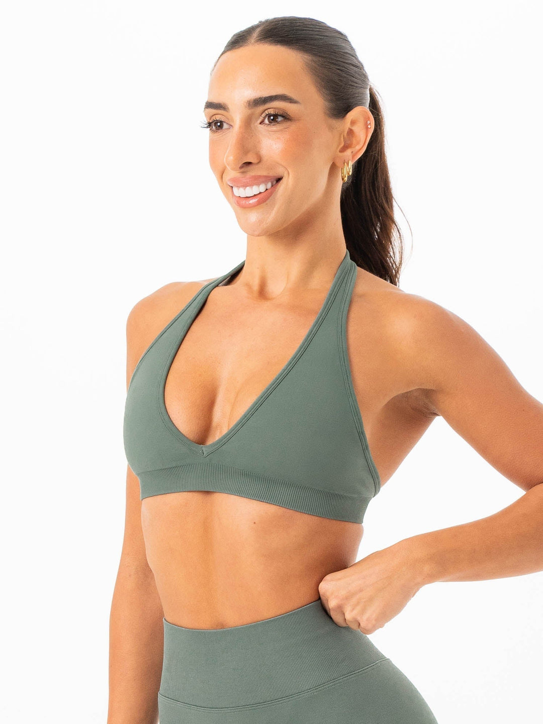 Sculpt Seamless Halter Bra - Forest Clothing Ryderwear