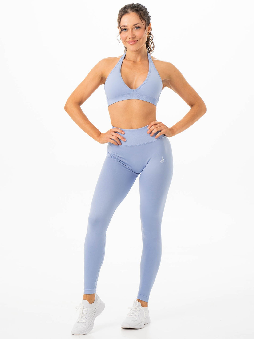 Sculpt Seamless Halter Bra - Sky Blue Clothing Ryderwear