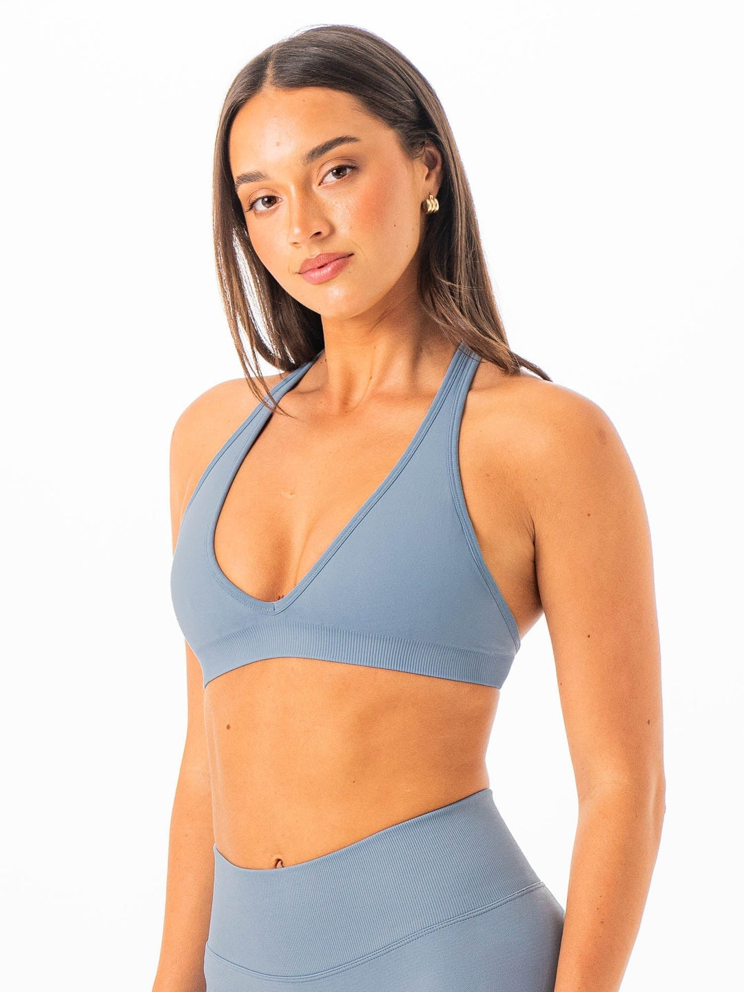 Sculpt Seamless Halter Bra - Steel Blue Clothing Ryderwear