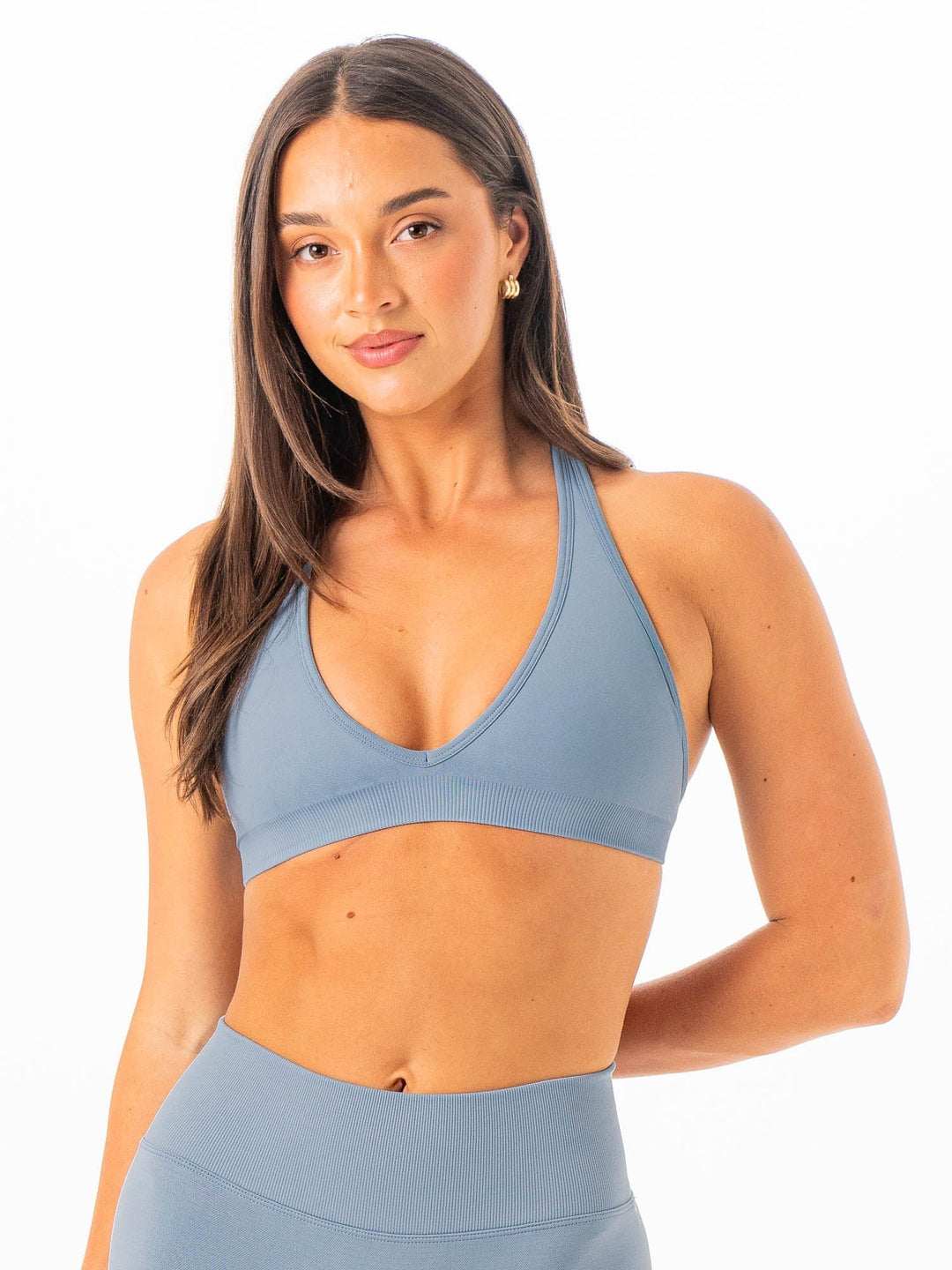 Sculpt Seamless Halter Bra - Steel Blue Clothing Ryderwear