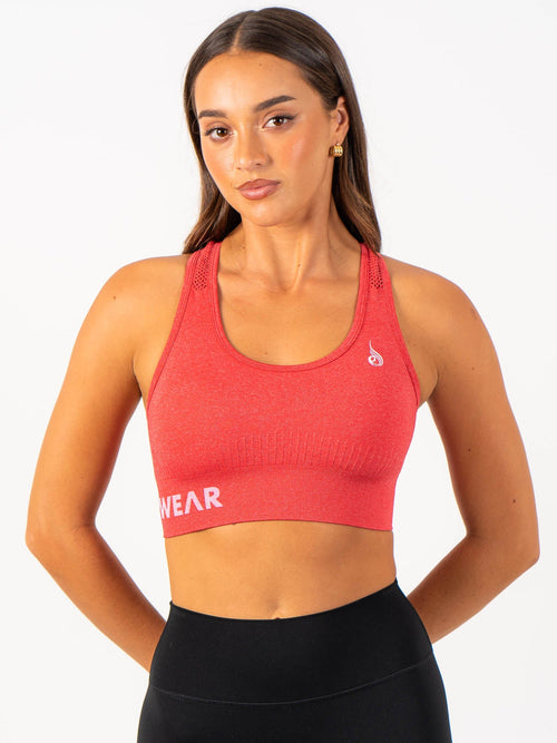 Seamless Staples Sports Bra Red Marl