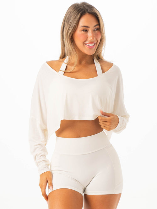 Slouchy Off Shoulder Top Vanilla
