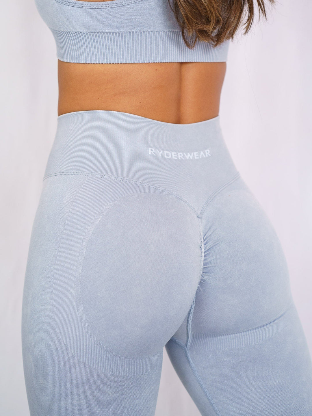 Stonewash Scrunch Seamless Leggings - Dusty Blue Stonewash Clothing Ryderwear