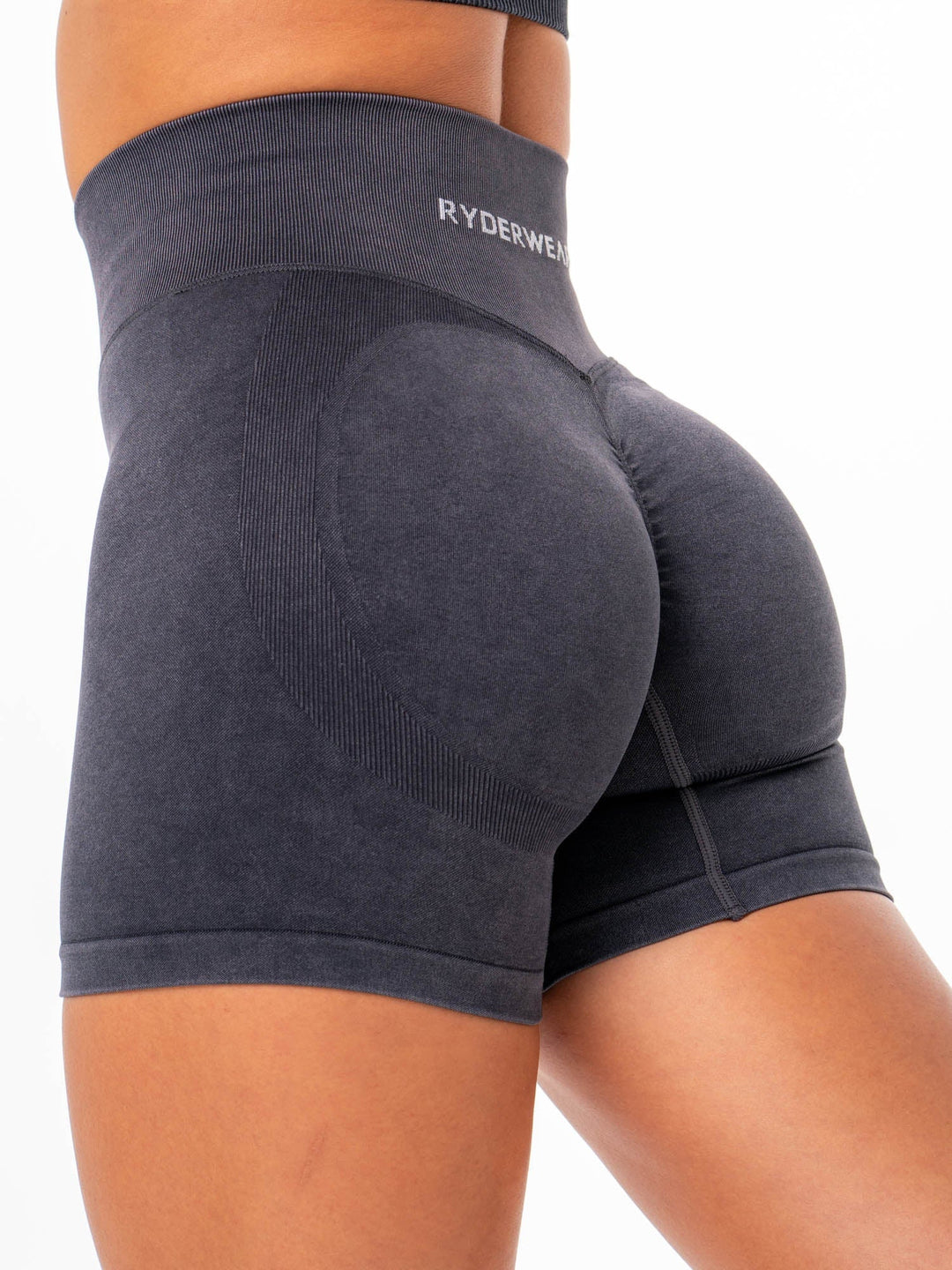 Stonewash Scrunch Seamless Shorts - Black Stonewash Clothing Ryderwear