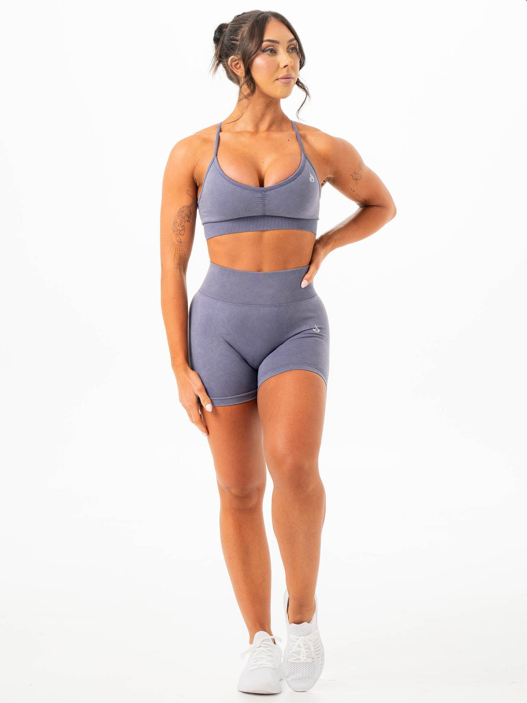 Stonewash Scrunch Seamless Shorts - Blue Grey Stonewash Clothing Ryderwear