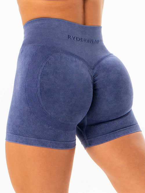 Stonewash Scrunch Seamless Shorts Navy Stonewash