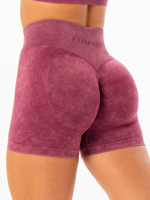 Stonewash Scrunch Seamless Shorts Wine Stonewash