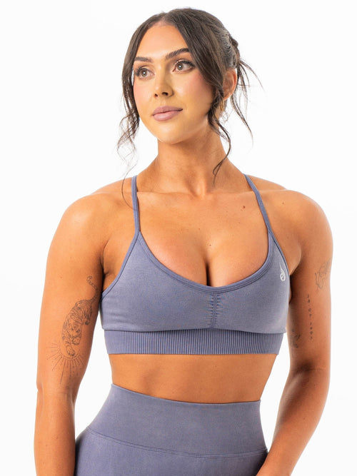 Stonewash Seamless Sports Bra Blue Grey