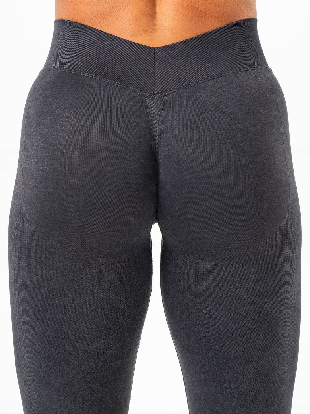 Stonewash Seamless V Back Leggings - Black Clothing Ryderwear