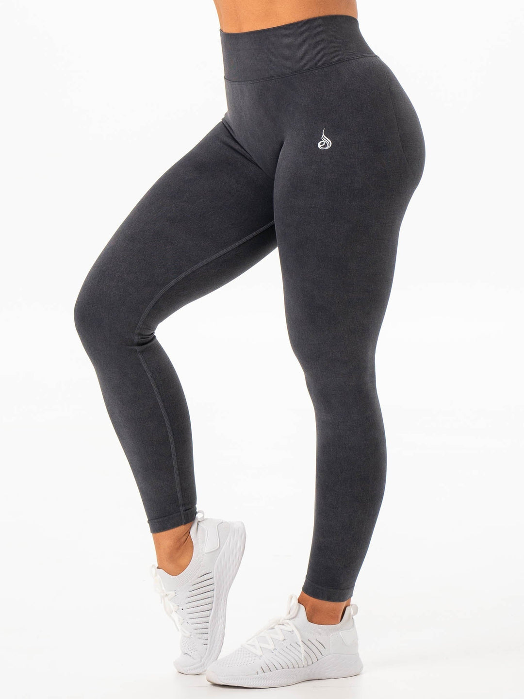 Stonewash Seamless V Back Leggings - Black Clothing Ryderwear