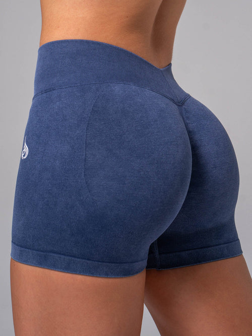Stonewash Seamless V Back Shorts Navy