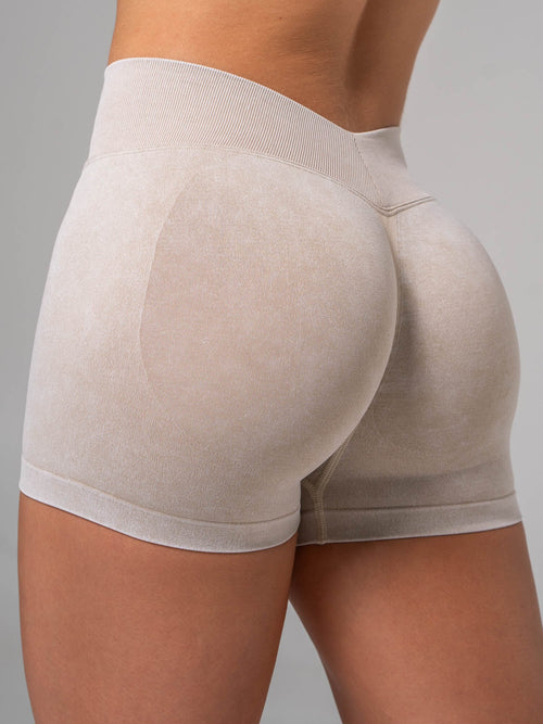 Stonewash Seamless V Back Shorts Oatmeal