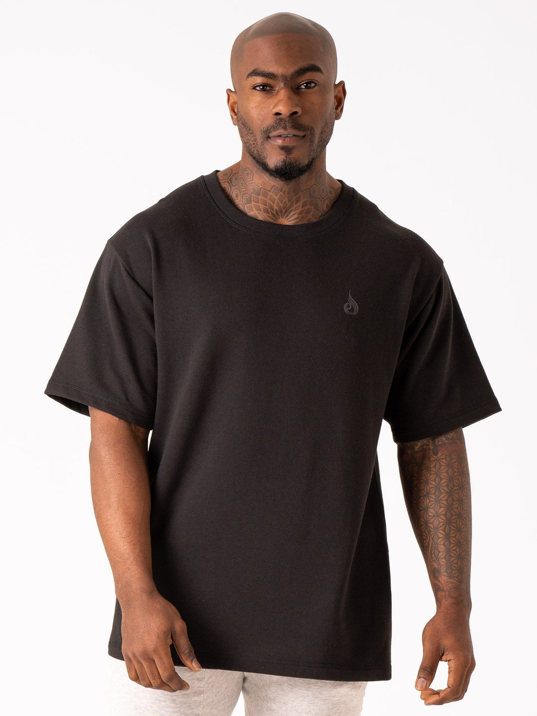 Throwback Fleece Oversized T-Shirt - Black Clothing Ryderwear