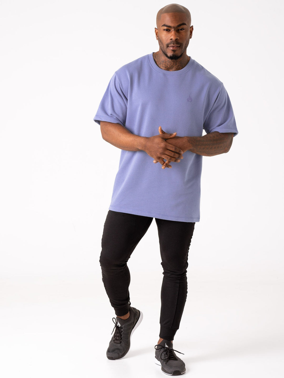 Throwback Fleece Oversized T-Shirt - Indigo Blue Clothing Ryderwear