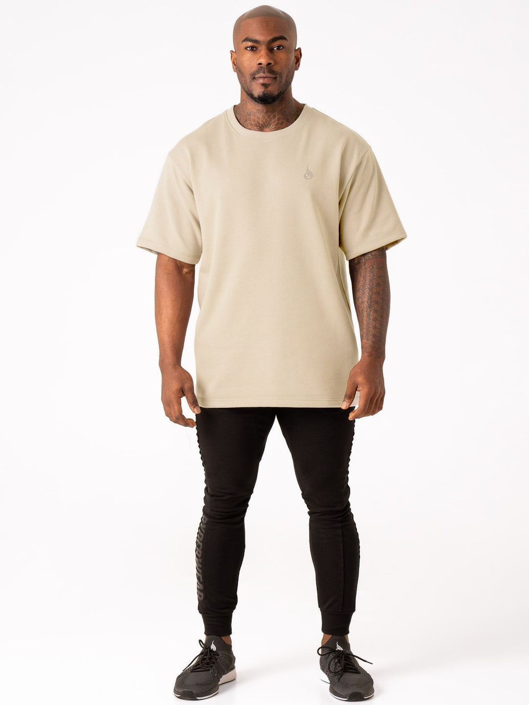Throwback Fleece Oversized T-Shirt - Stone Clothing Ryderwear
