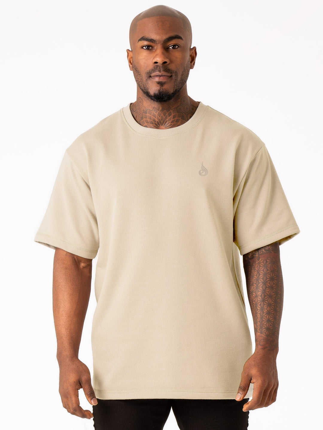 Throwback Fleece Oversized T-Shirt - Stone Clothing Ryderwear