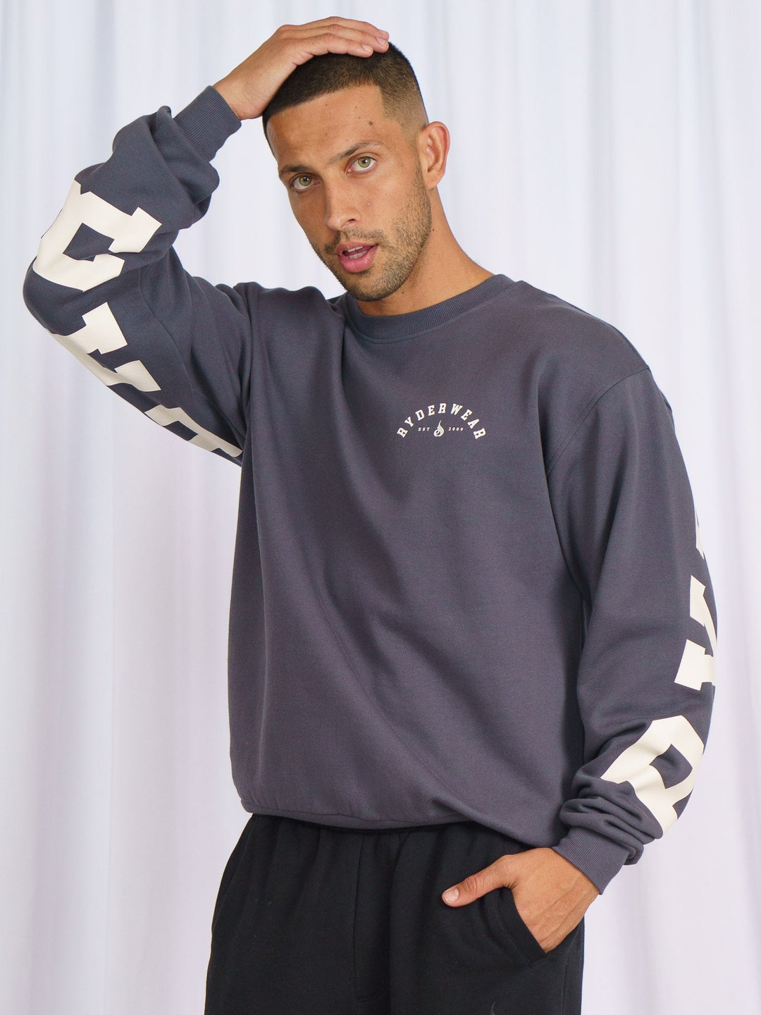 Unisex Collegiate Sweater - Charcoal Clothing Ryderwear