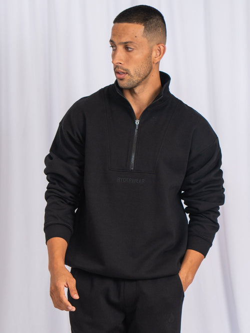 Unisex Half Zip Jumper Black