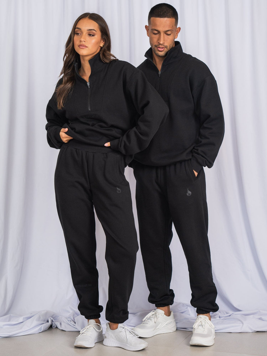 Unisex Half Zip Jumper - Black Clothing Ryderwear